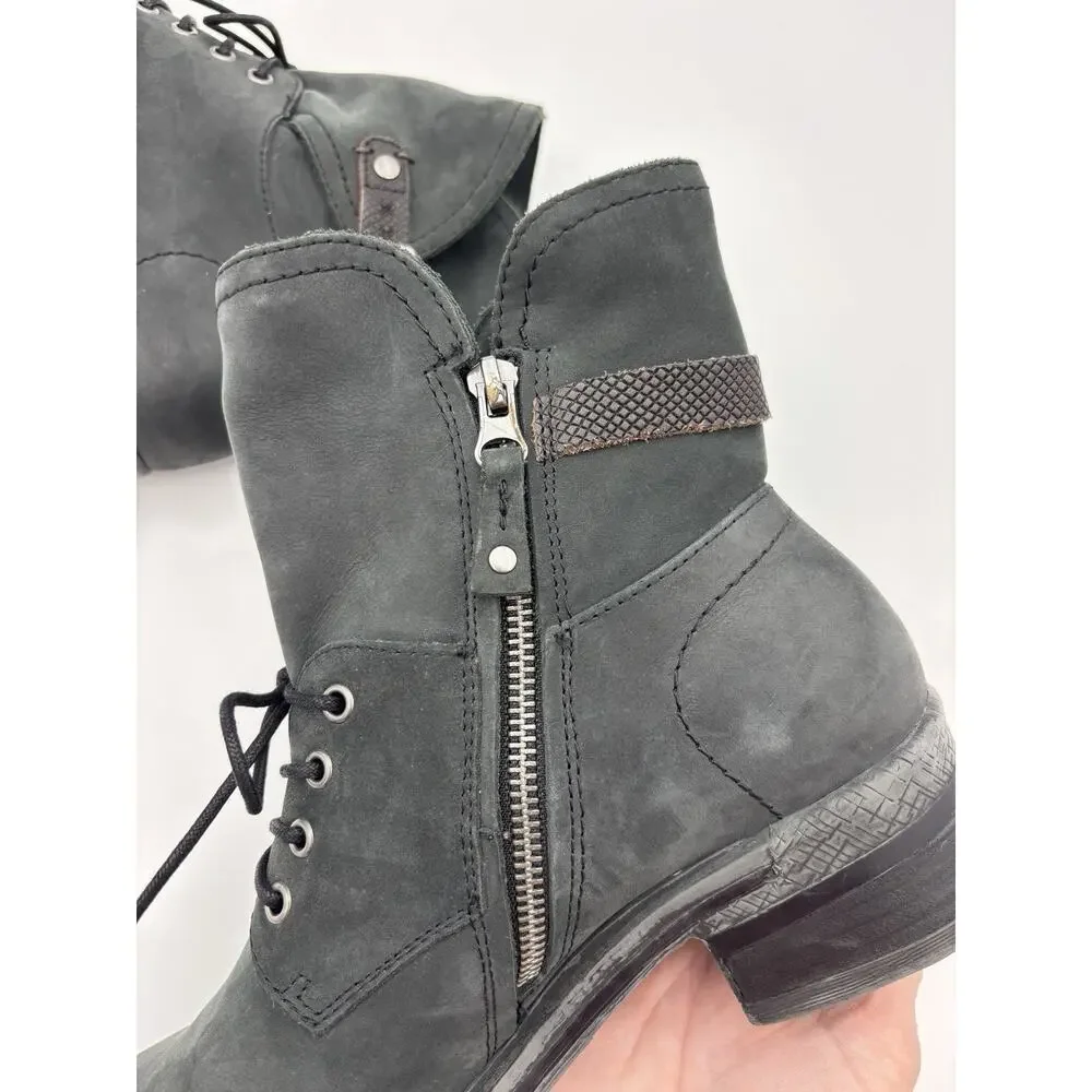 OTBT Gallivant Ankle Boots Lace Up Soft Black Grey Size 8.5